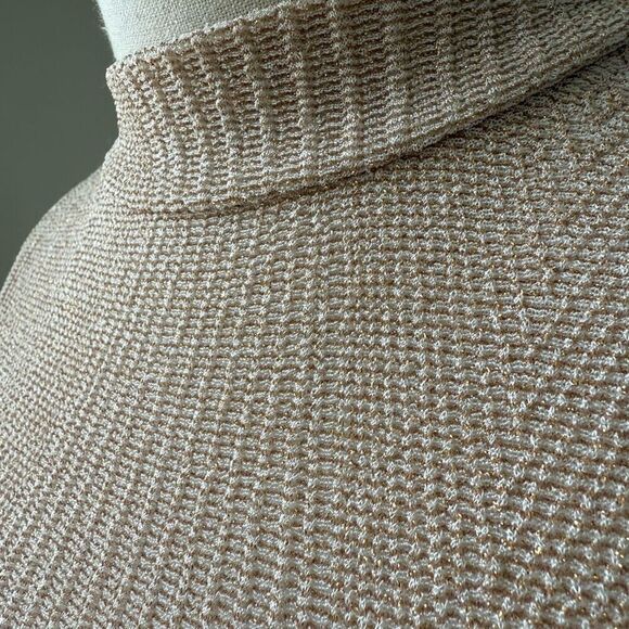 Vintage 90s Contempo Casuals Crop Mock Neck Champagne Beige Tank Top XS - Picture 3 of 7